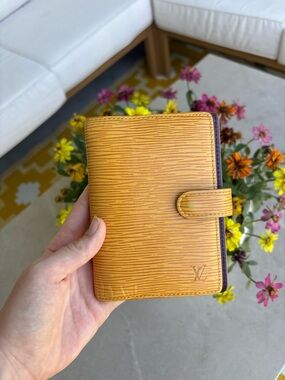 Louis Vuitton Yellow Epi Leather Compact Agenda Wallet with Snap